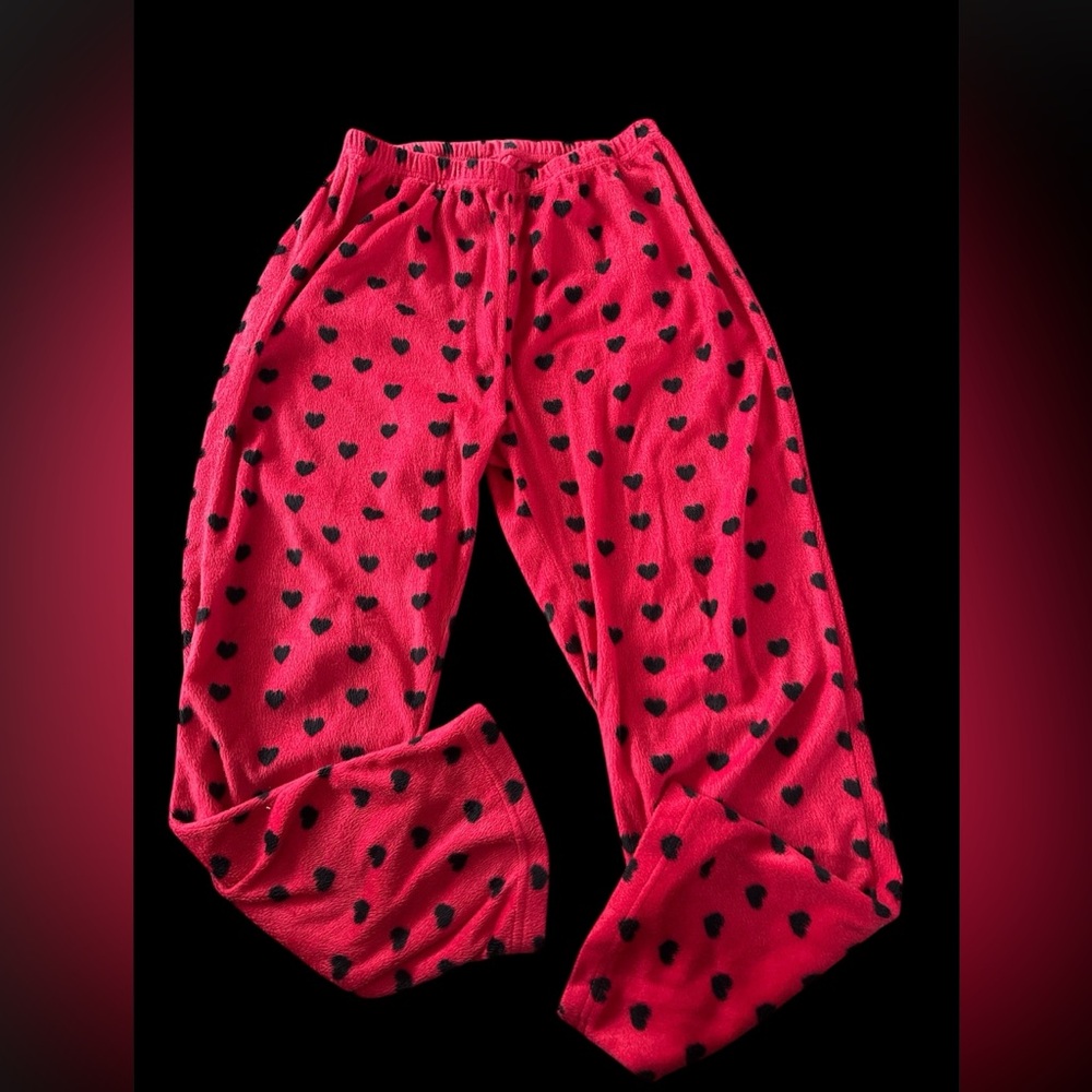 North 15 red and black soft pajama pants with hearts